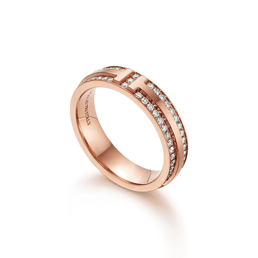 18K Tiffany Narrow Pave Diamond Ring