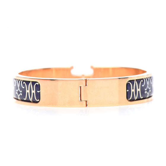 18K Clic Hermes H Lift Black Bracelet