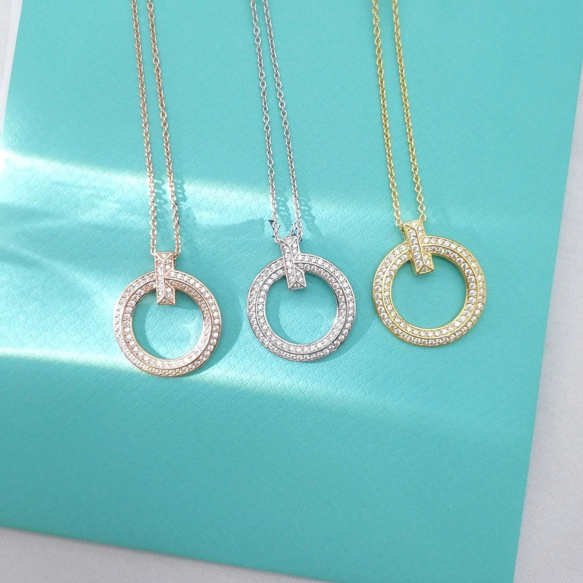Tiffany T Wire Pendant Cubic Zirconia Necklace