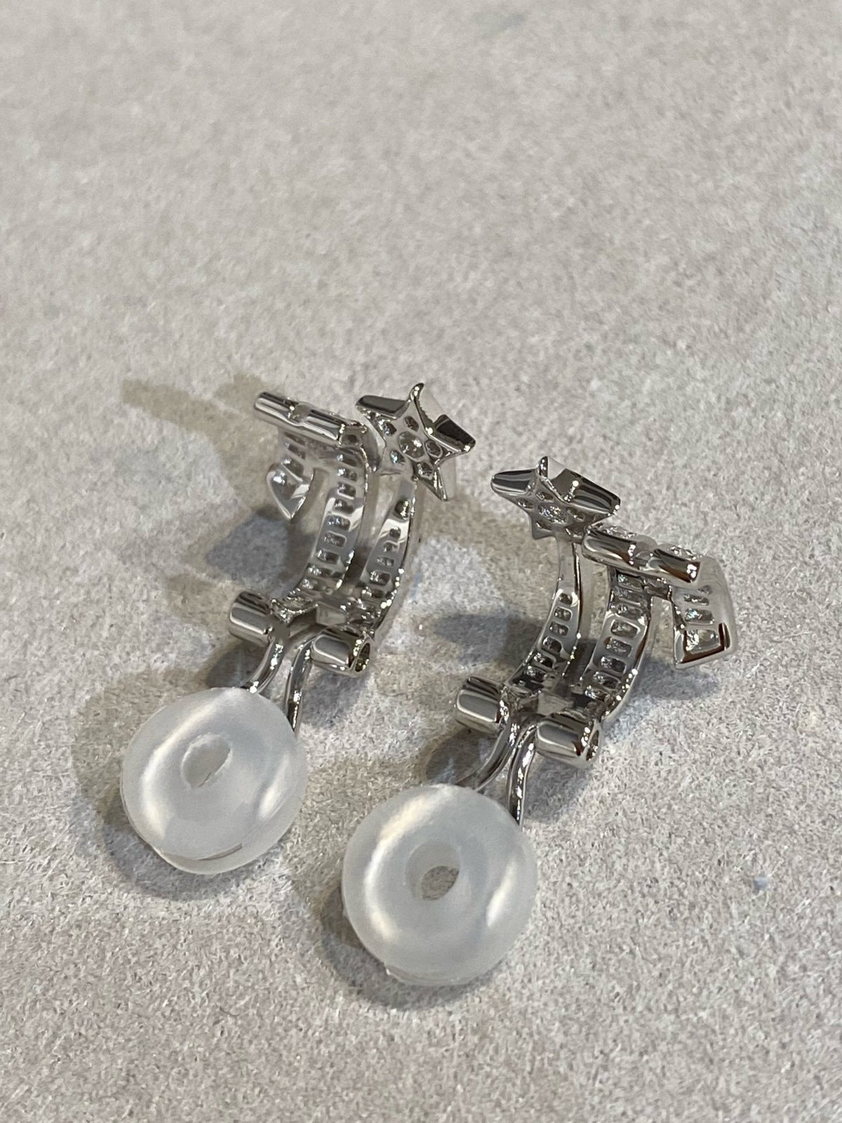 Chanel Star Double Row Cubic Zirconia Silver Earrning
