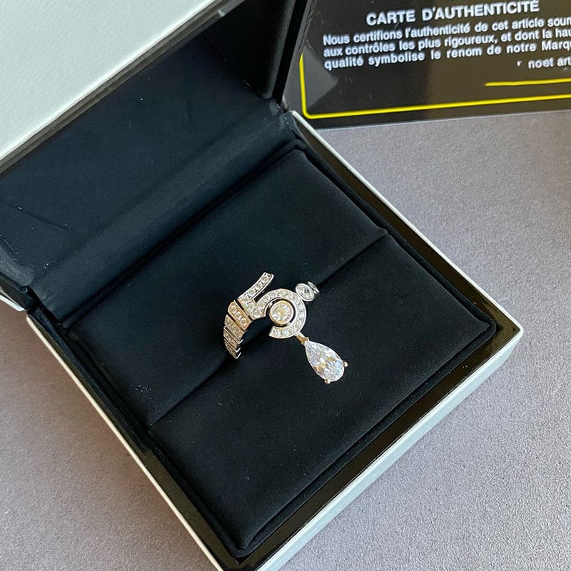 18K  Chanel Diamond No.5 Drop Ring