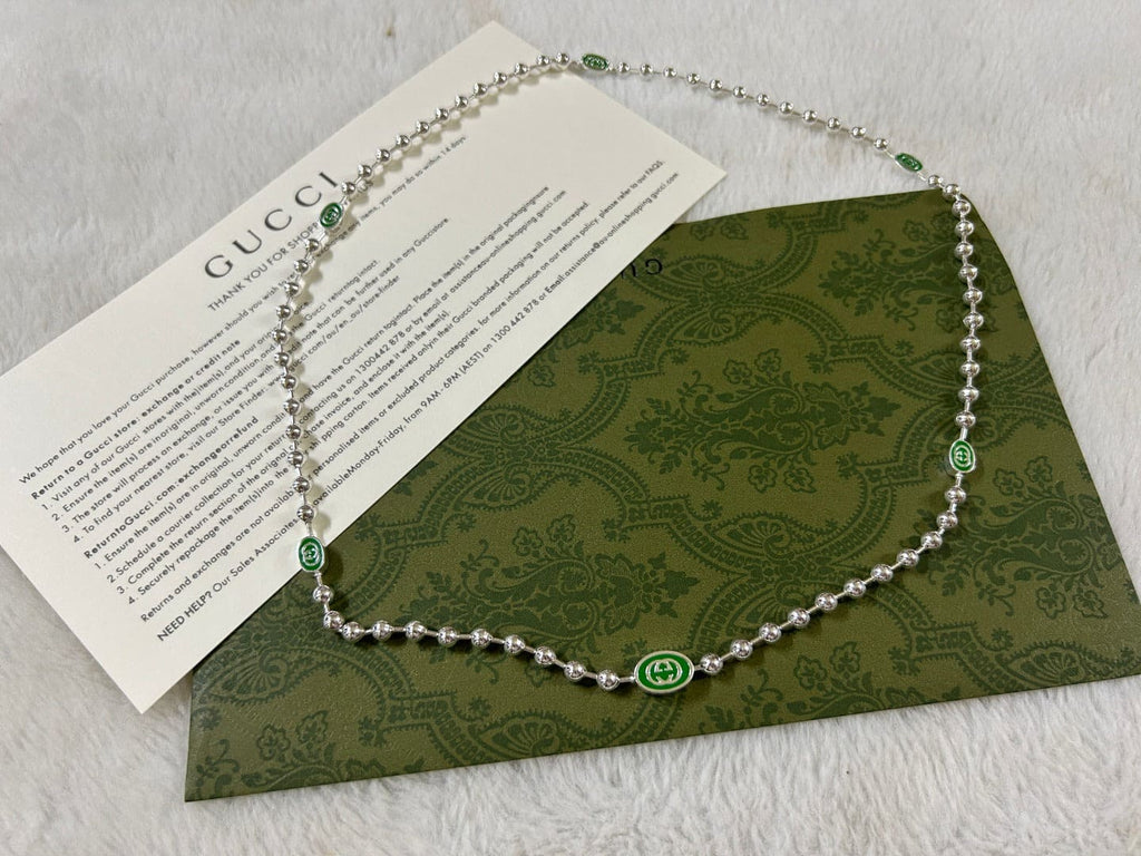 Double Gucci Interlocking Gucci Green Necklace