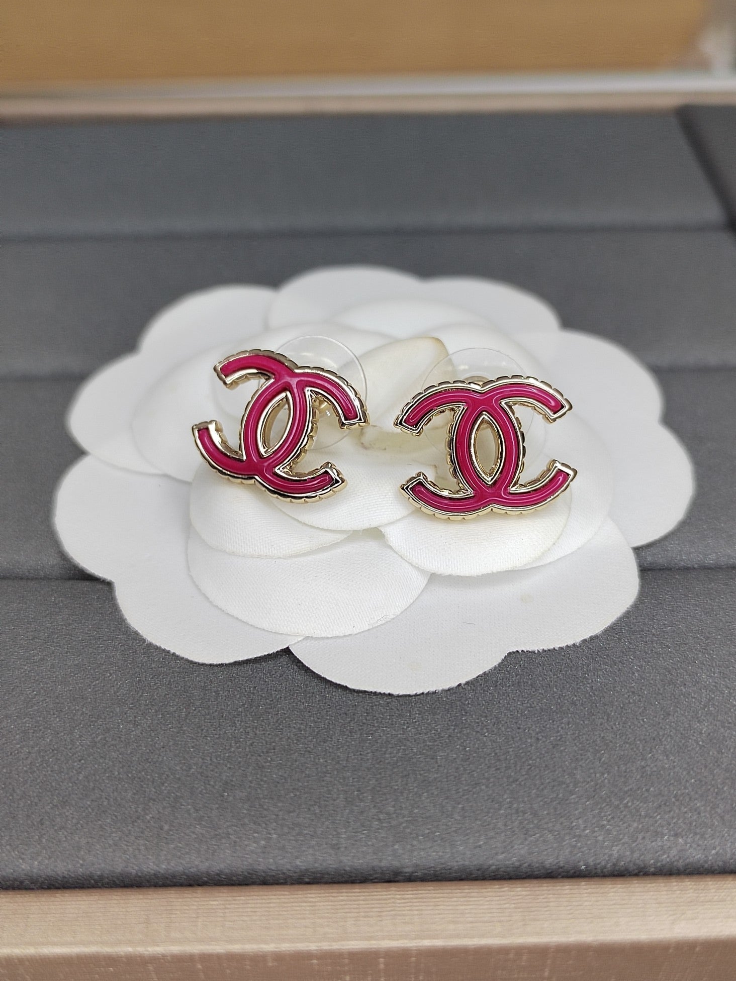 18K  Chanel Pink Earrings