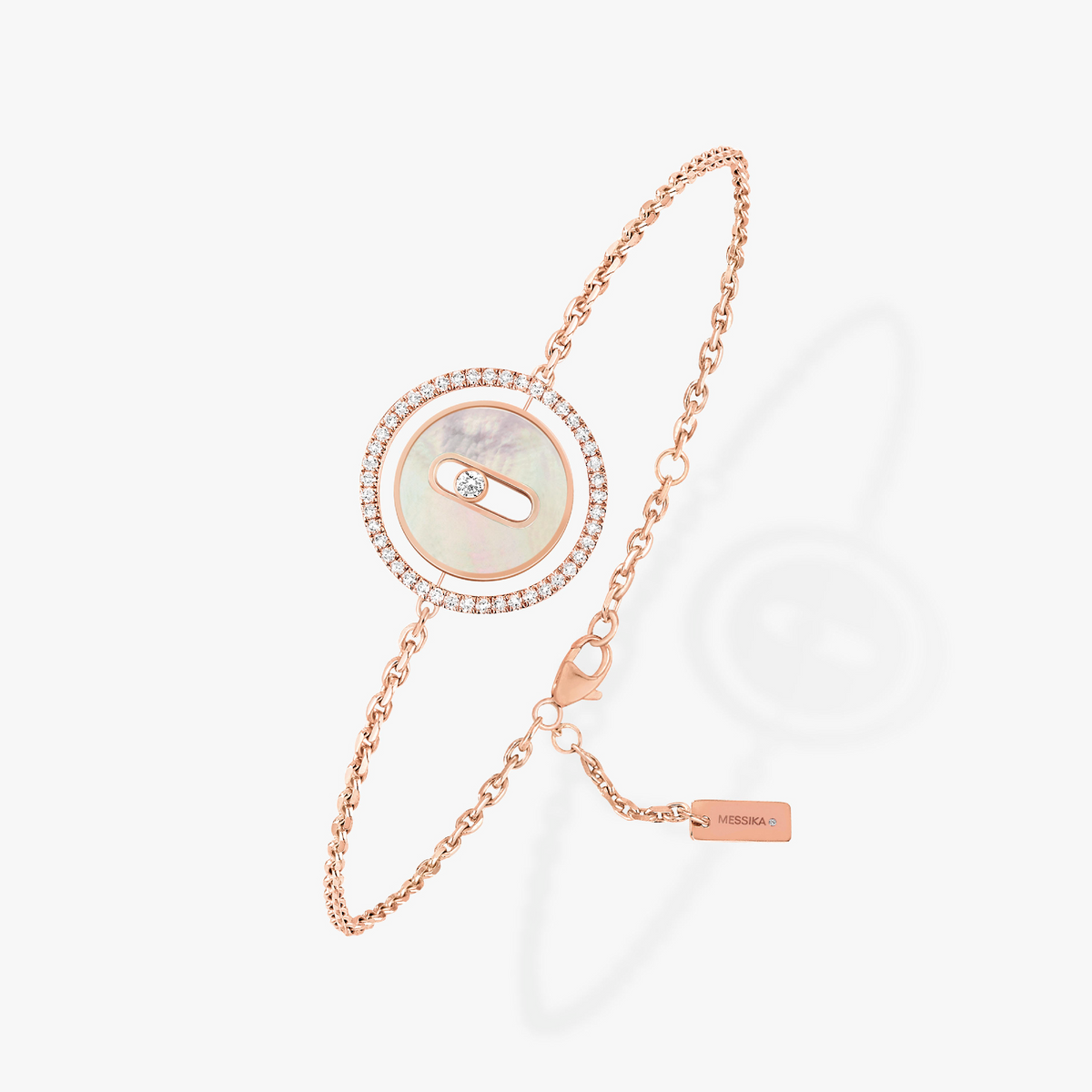 Messika Lucky Move White Mother of Pearl Pink Gold Cubic Zirconia Bracelet