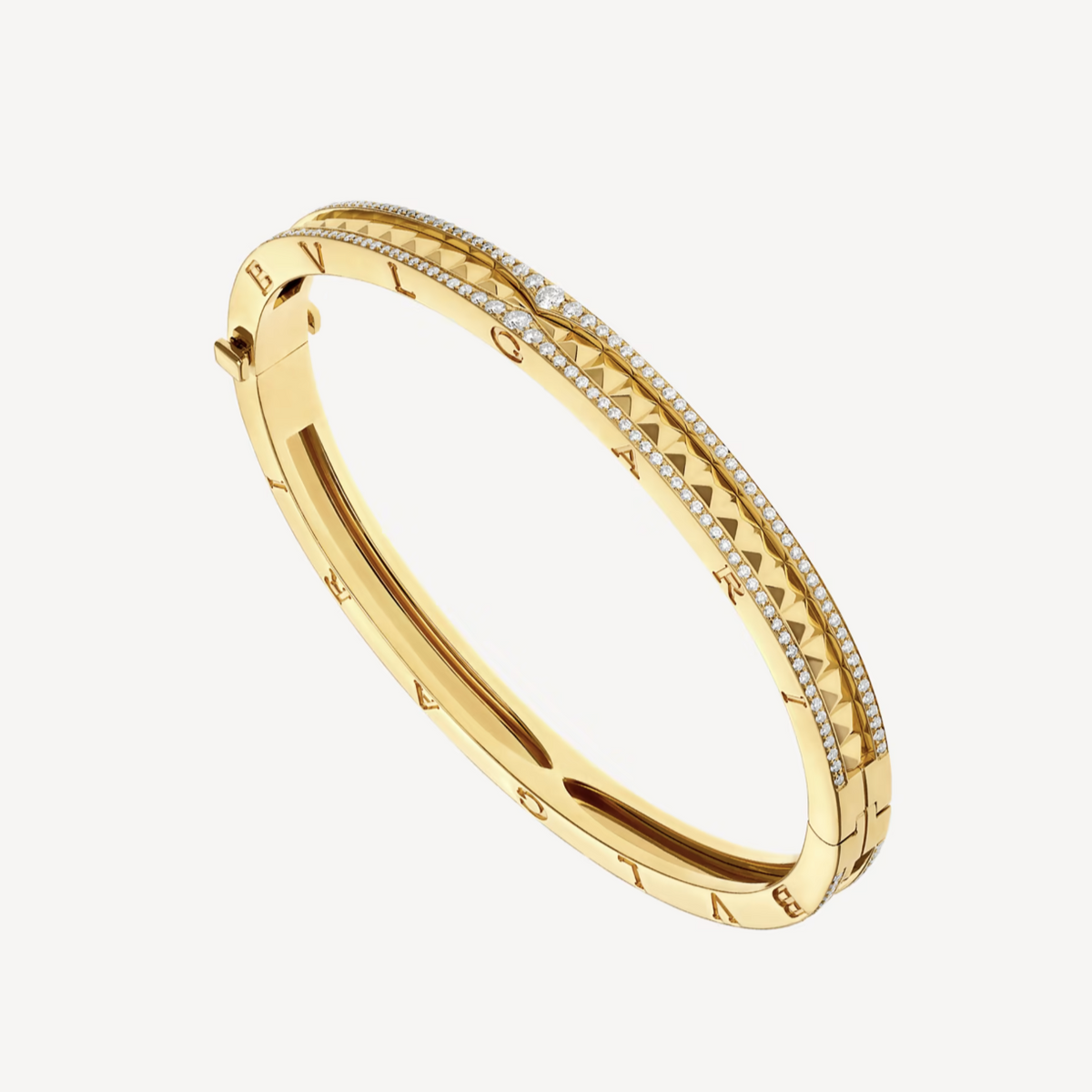 Bvlgari Zero 1 Spiral and Paved Diamond Gold Bracelet