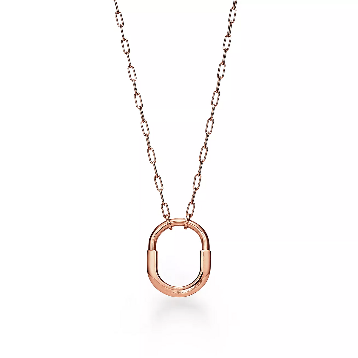 Tiffany Lock Necklace Medium Pendant Pink Gold Paved Cubic Zirconia