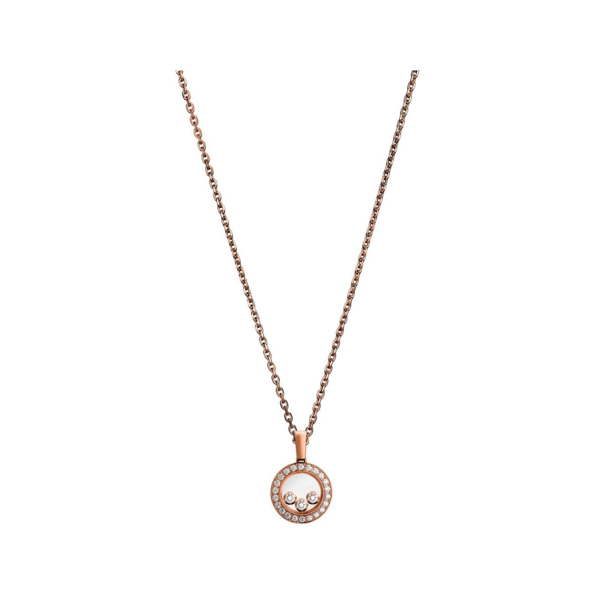 Chopard Happy Heart Cubic Zirconia Pink Gold Necklace