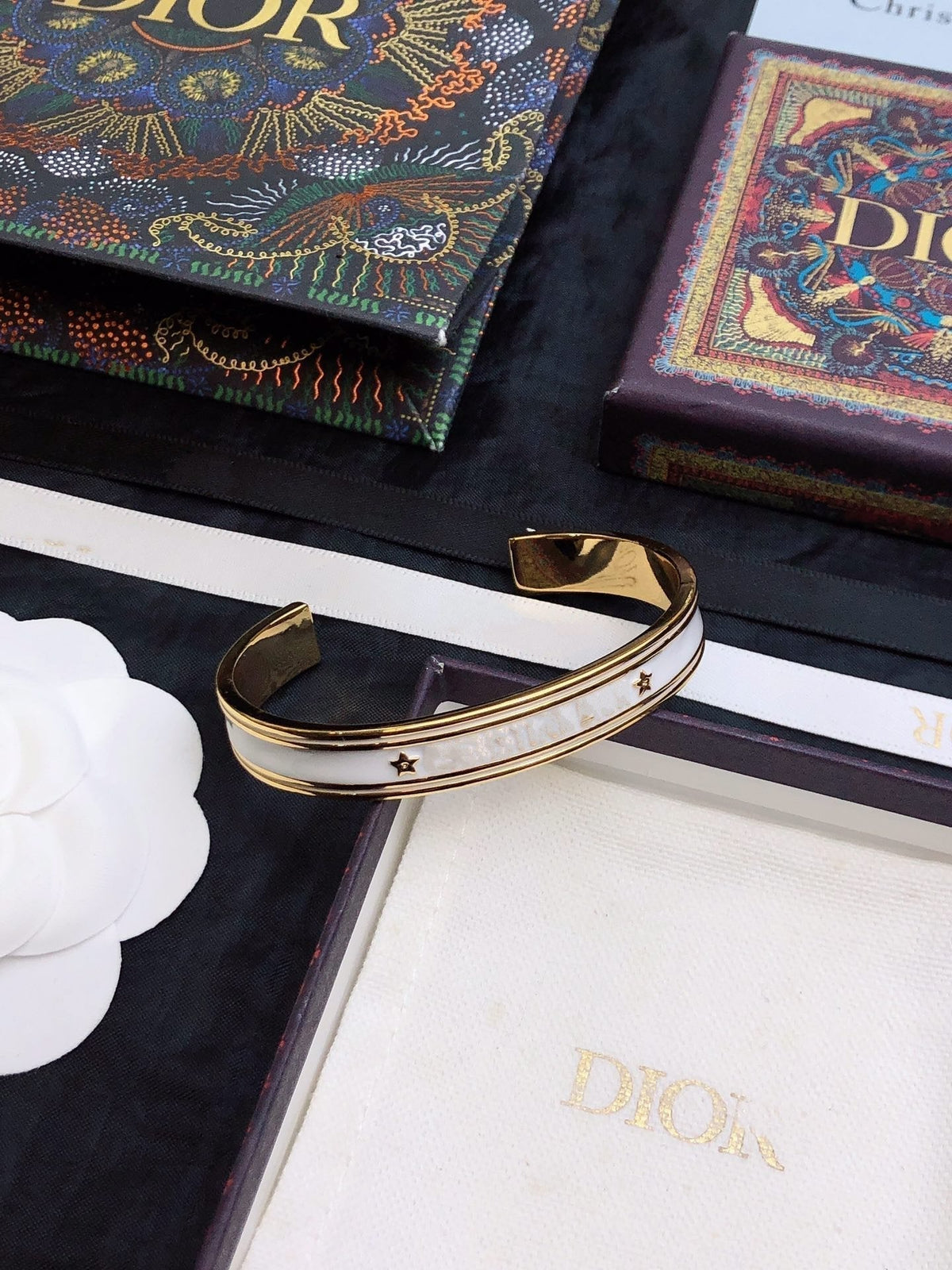 Dior Code Bangle Gold White Metal and Lacquer Bracelet