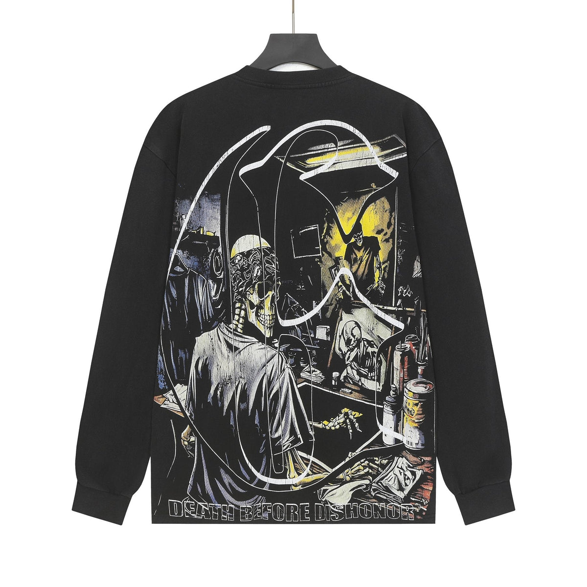 Godspeed Washed Black Rock Graphic Long-Sleeve T-Shirt — back
