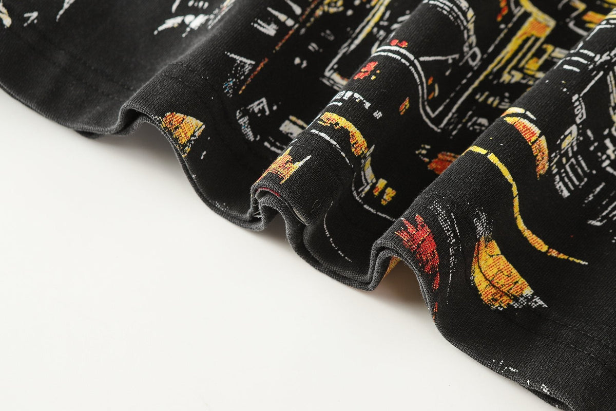 Godspeed Skull & City Back Graphic T-Shirt — fabric_closeup