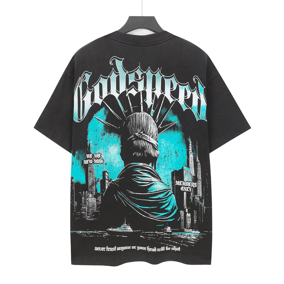 Godspeed Statue City Graphic T-Shirt — back