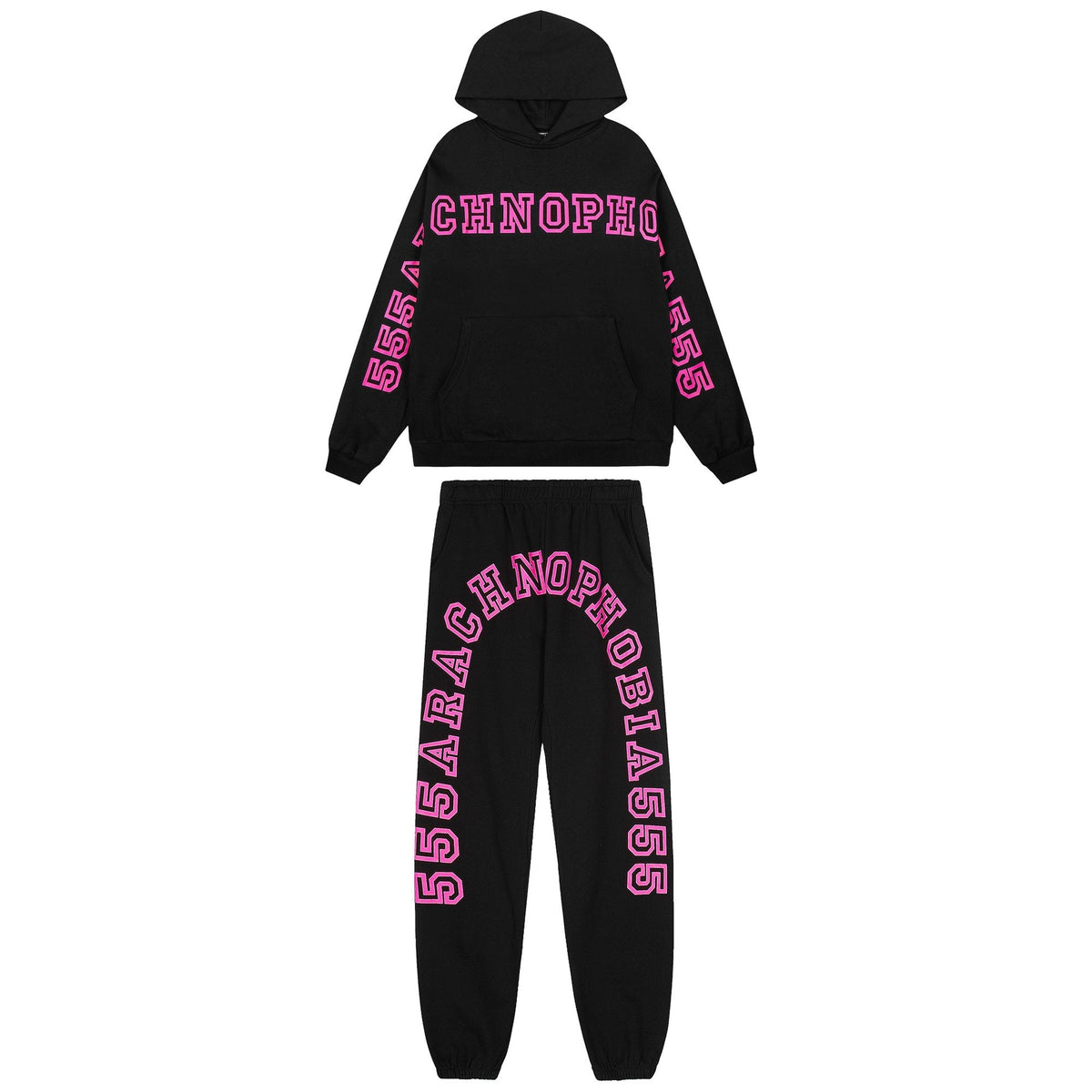 Sp5der Pink Lettering Hoodie & Jogger Matching Set — hero