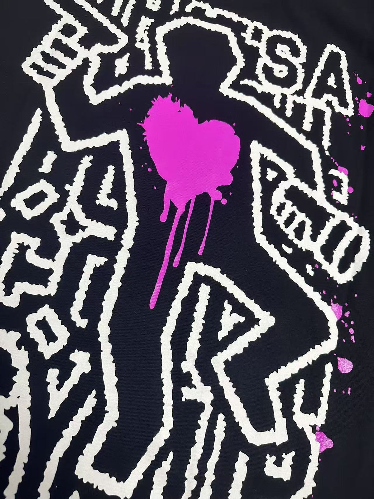 THAT'S A AWFUL LOT OF COUGH SYRUP Pink Splatter Heart Graphic T-Shirt — detail