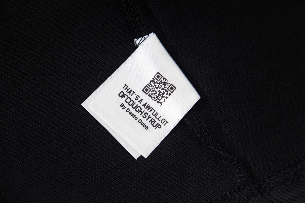 THAT'S A AWFUL LOT OF COUGH SYRUP Red/White Graphic Short-Sleeve T-Shirt — neck_label