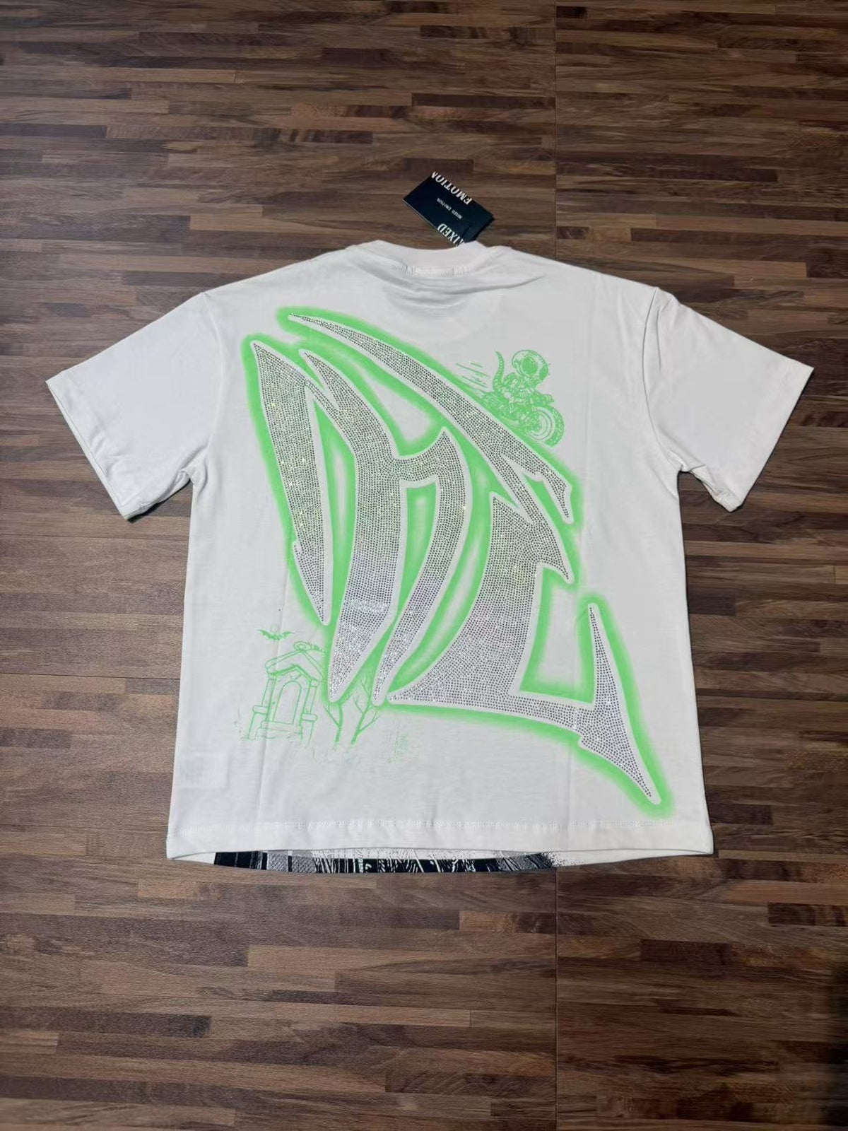 MIXED EMOTION Motorcycle Graffiti Graphic T-Shirt — back