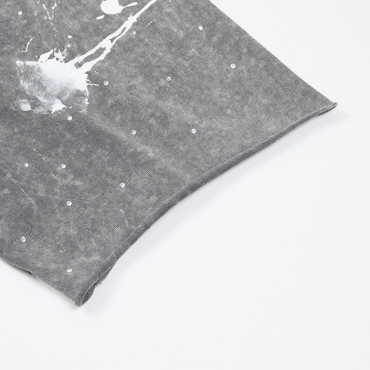 FIRST ROW Washed Grey Front & Back Graphic T-Shirt — detail