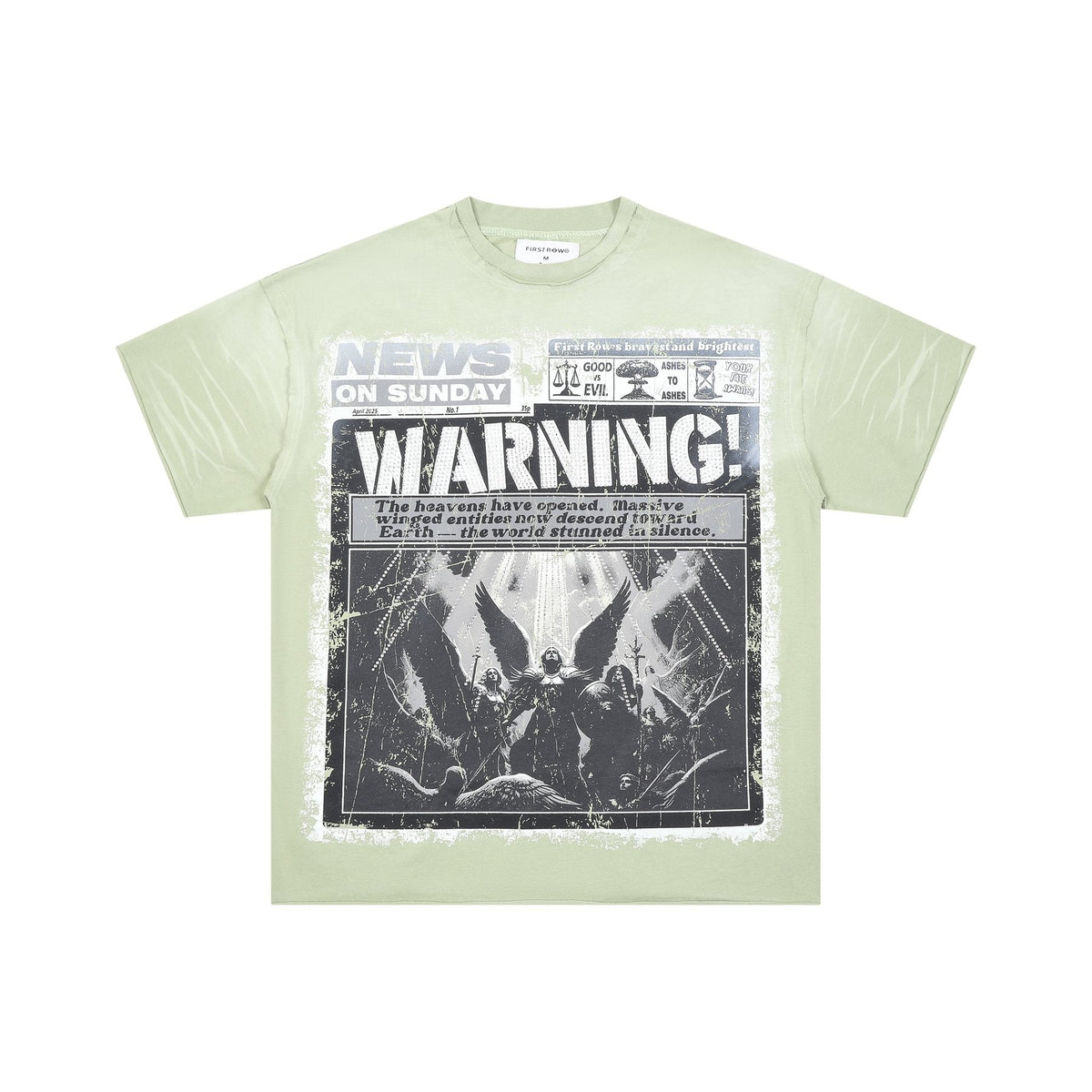 FIRST ROW Breaking News Warning From Heaven Cropped T-Shirt — front