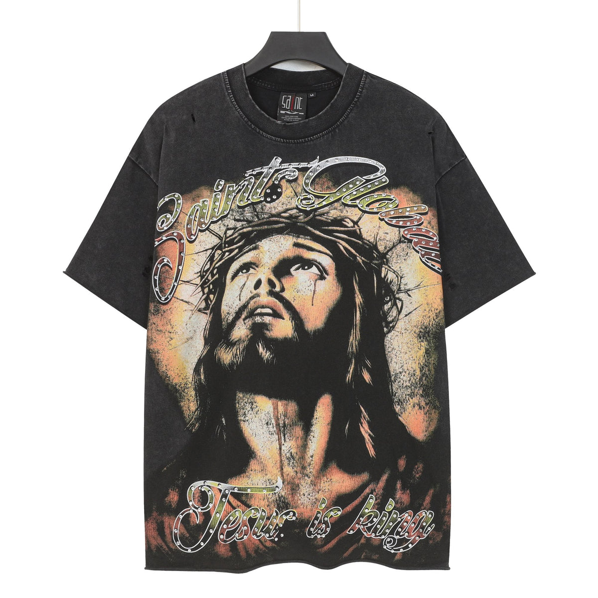 SAINT Jesus Graphic Washed Black T-Shirt — hero