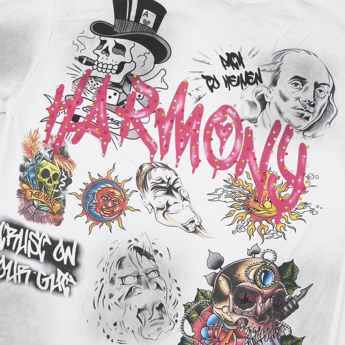 HARMONY Rhinestone-Style Graphic T-Shirt — detail