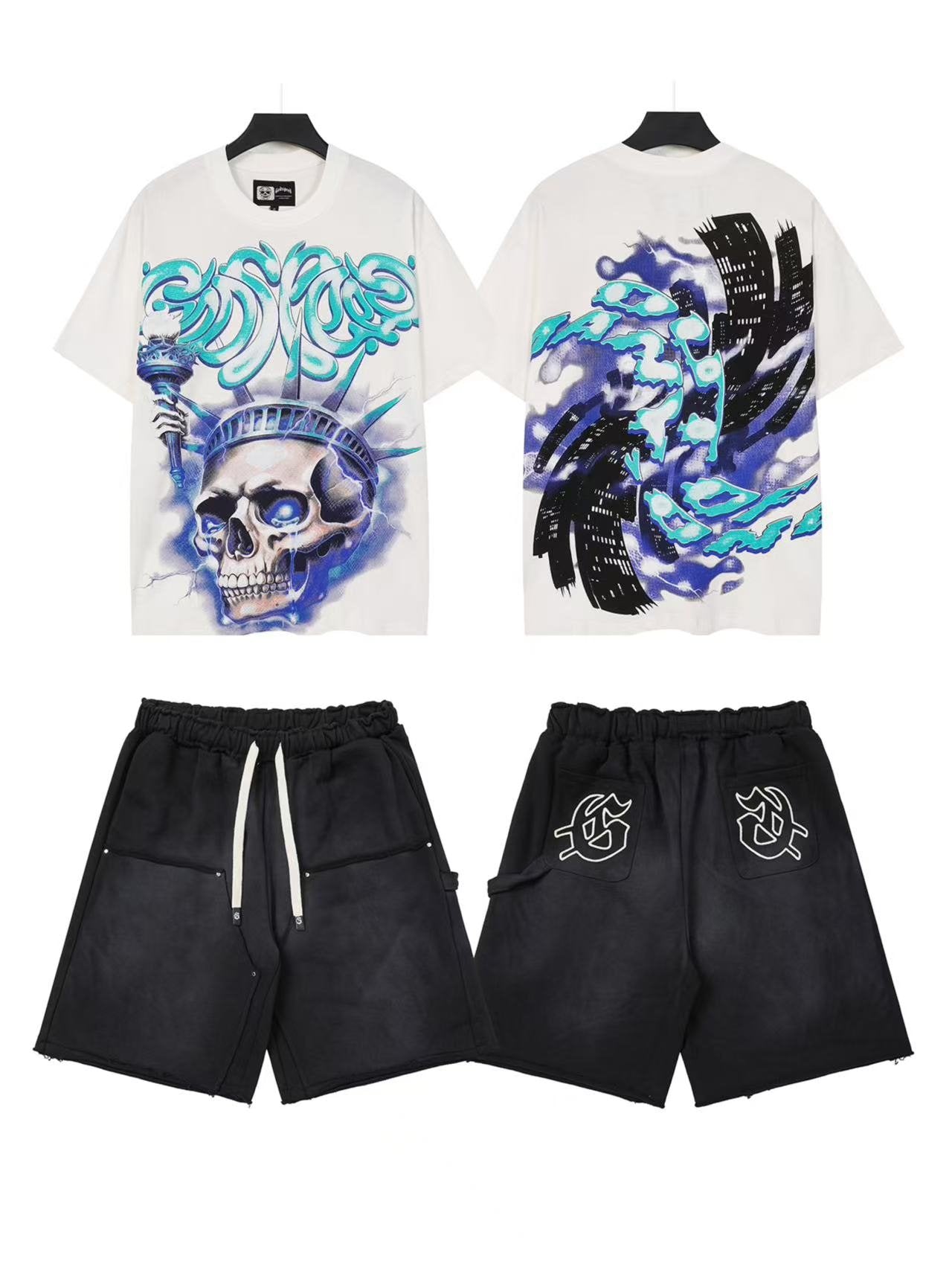 Godspeed Skull Wave Short-Sleeve Set — front