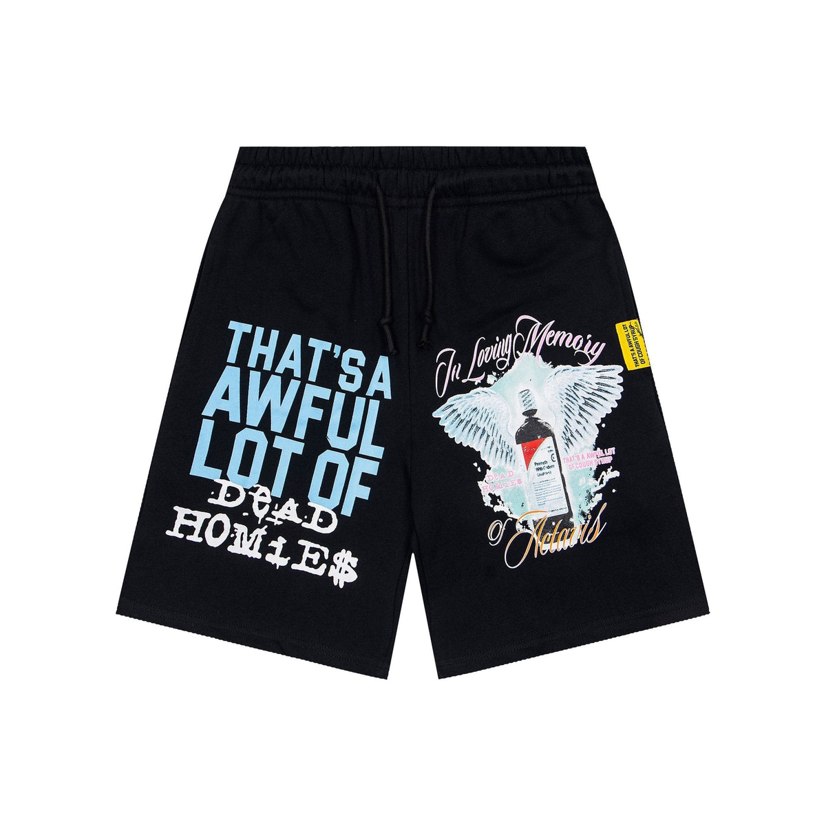THAT'S A AWFUL LOT OF COUGH SYRUP Black Graphic Shorts — hero