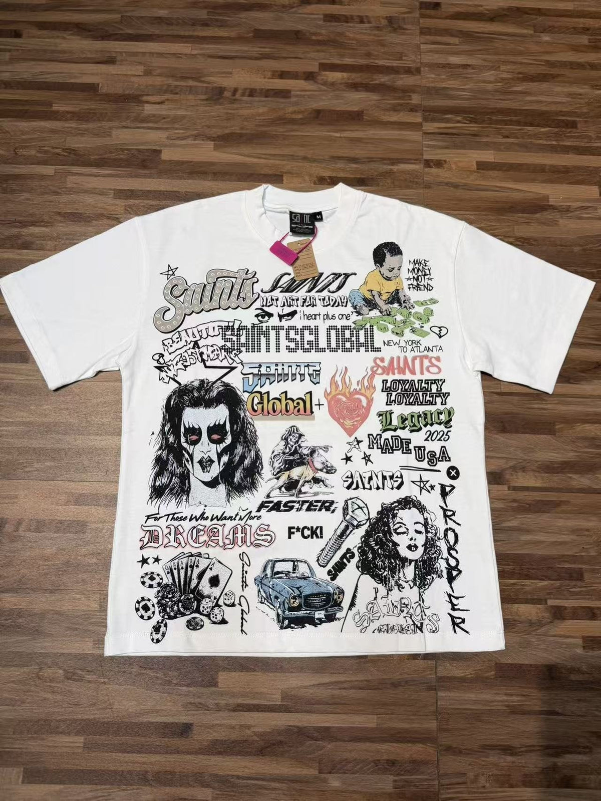 SAINT White Collage Graphic Short-Sleeve T-Shirt — front