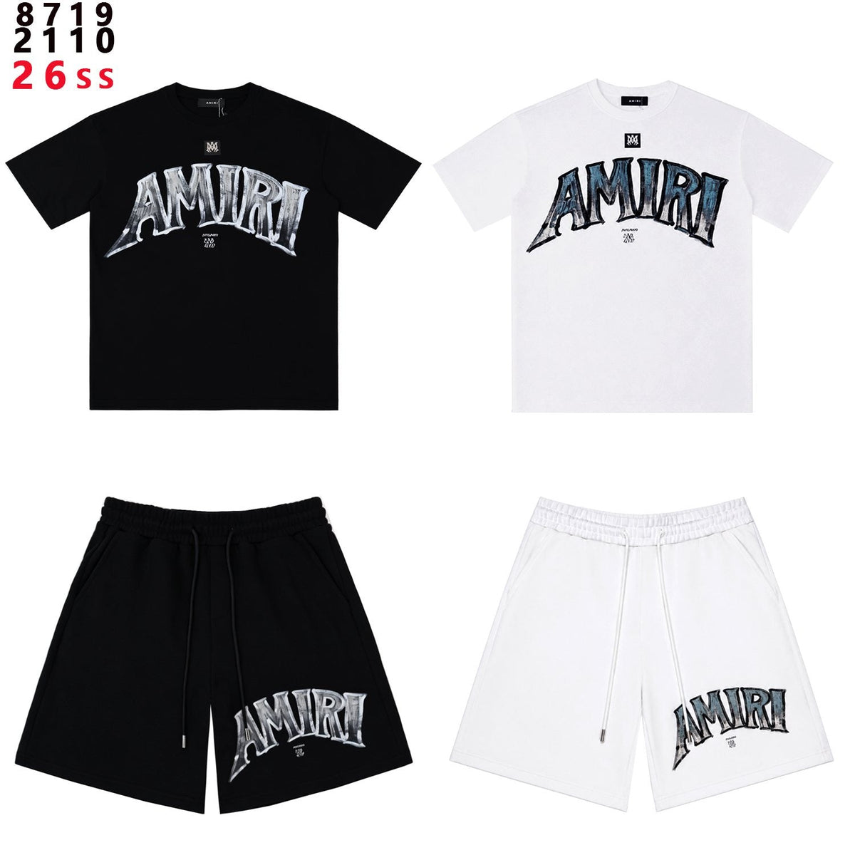 AMIRI Metallic Letter Graphic T-Shirt & Shorts Set — comparison