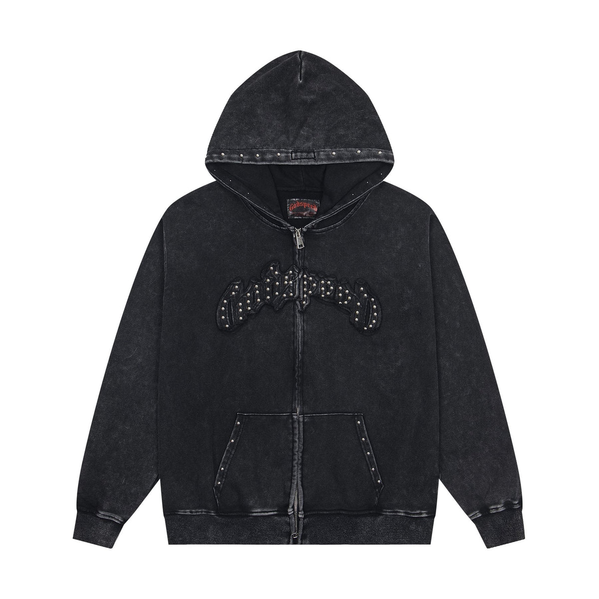 Godspeed Rhinestone-Style Zip Hoodie — front