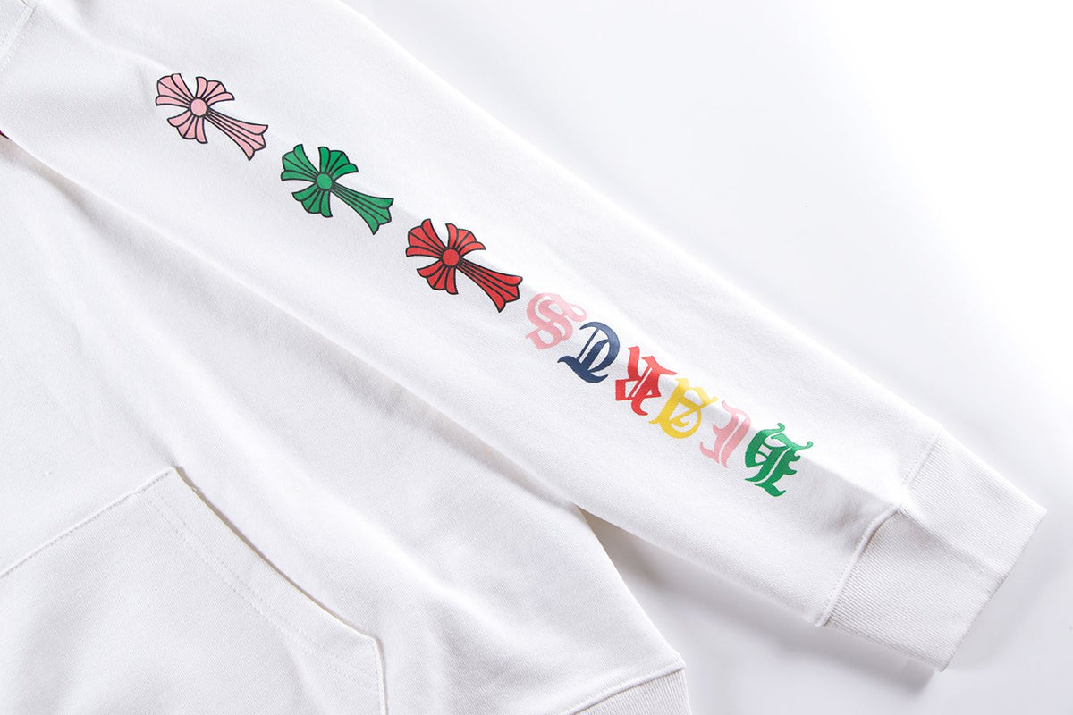 Chrome Hearts Multicolor Floral Cross Graphic Hoodie — detail