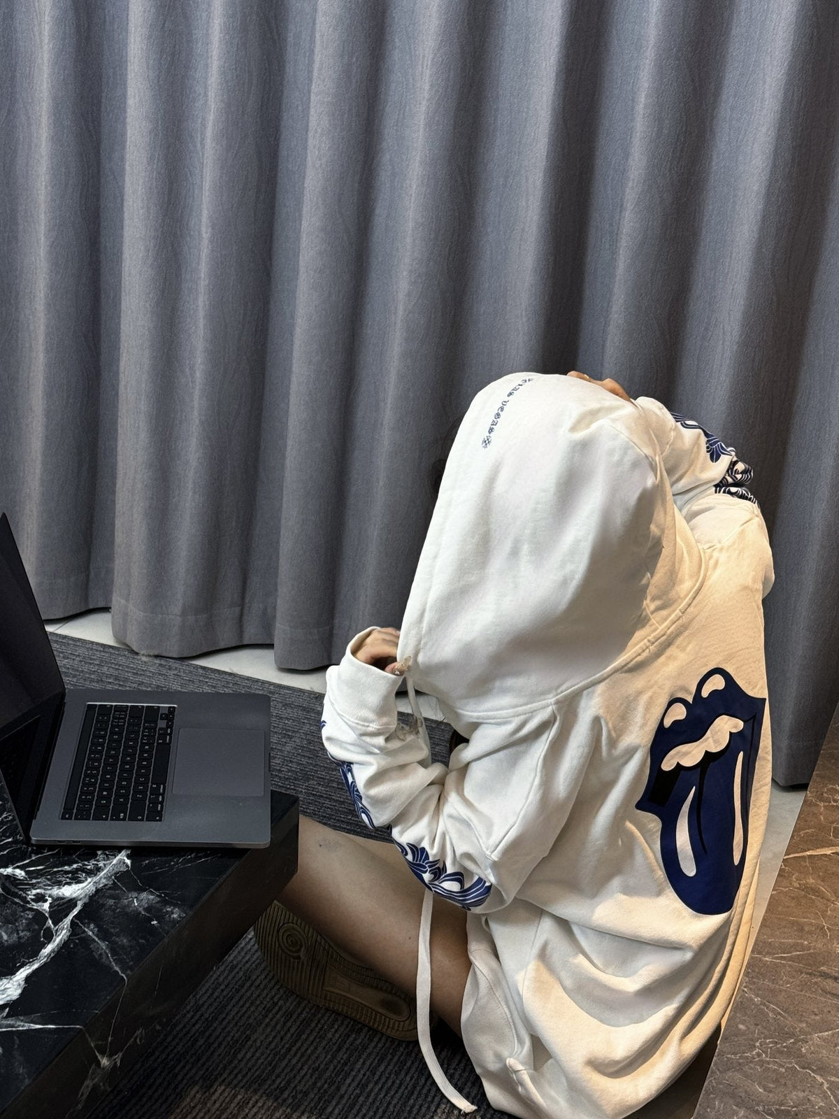 Chrome Hearts Blue Sleeve Graphic Zip Hoodie — context