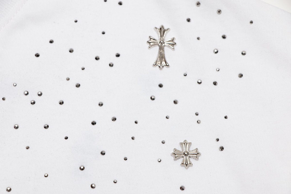 Chrome Hearts Rhinestone Cross Embellished T-Shirt — detail