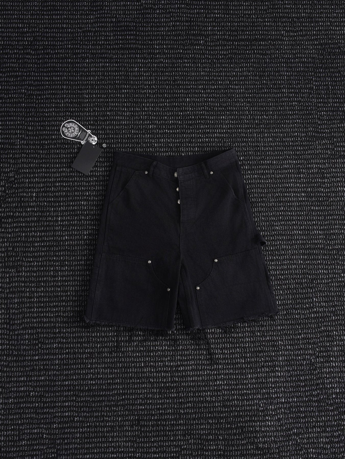 Chrome Hearts Black Graphic Appliqué Denim Cargo Shorts — back