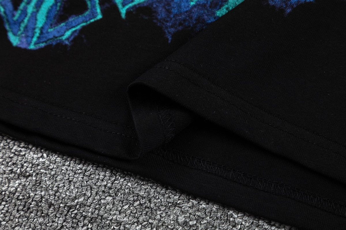 GUAPI Blue Graphic Black T-Shirt — detail