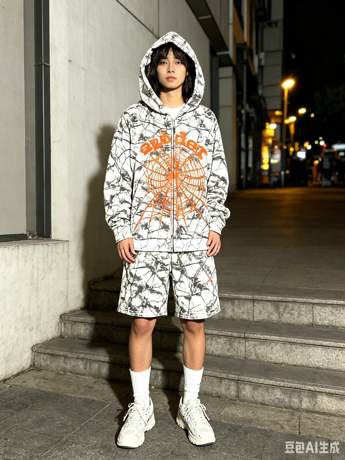 Sp5der Camo Spider Graphic Hoodie & Shorts Set — context