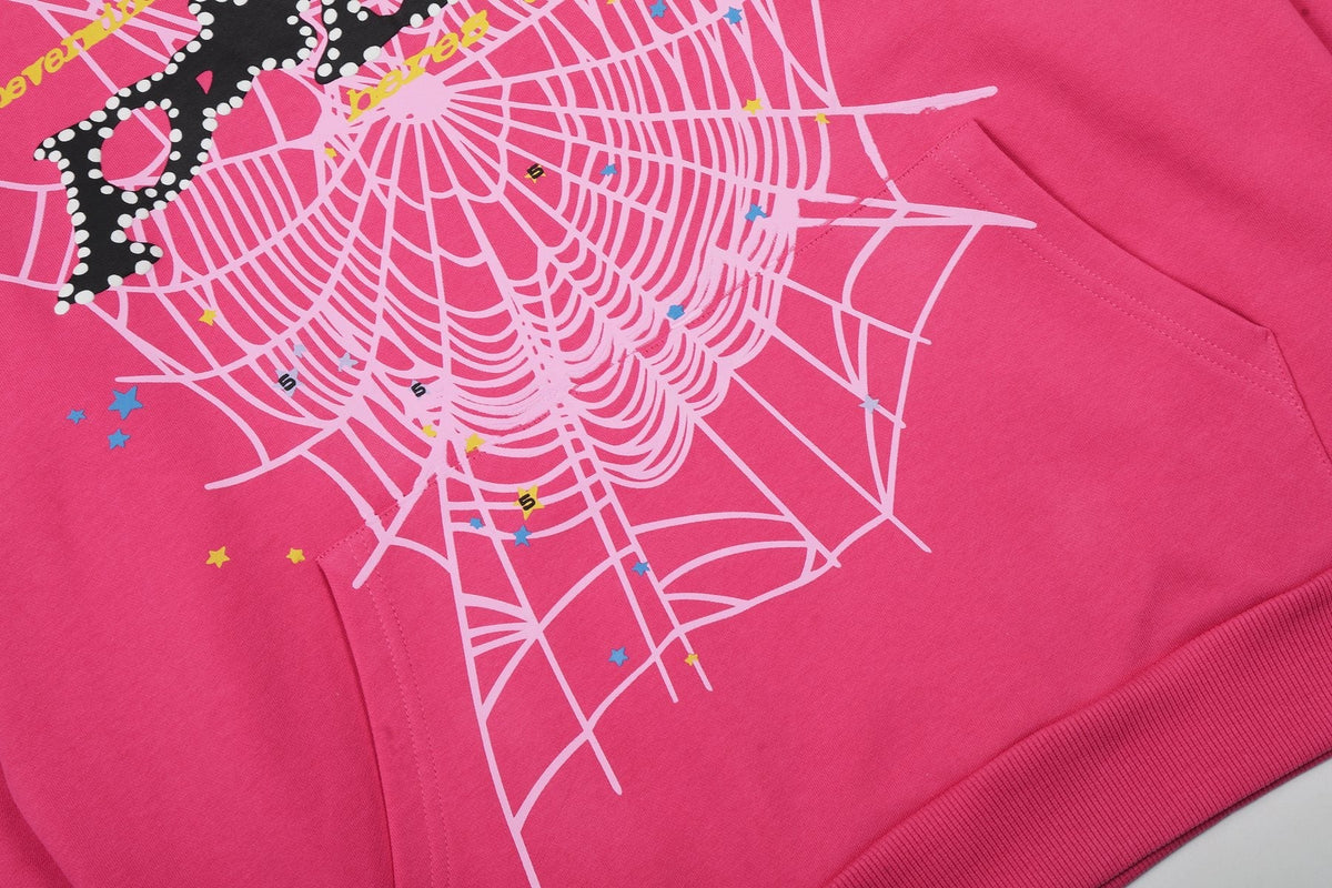 Sp5der Pink Spiderweb Graphic Matching Set — detail