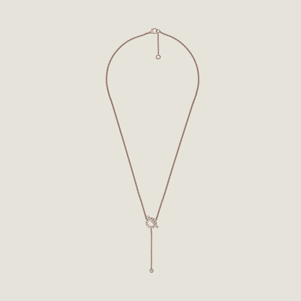 Hermes Finesse Pink Gold Cubic Zirconia Necklace
