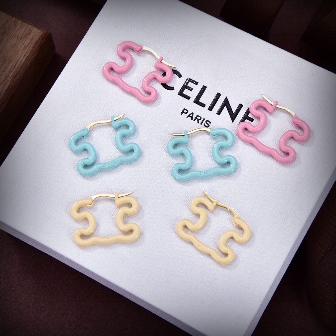 18K Celine Color Resin Earrings