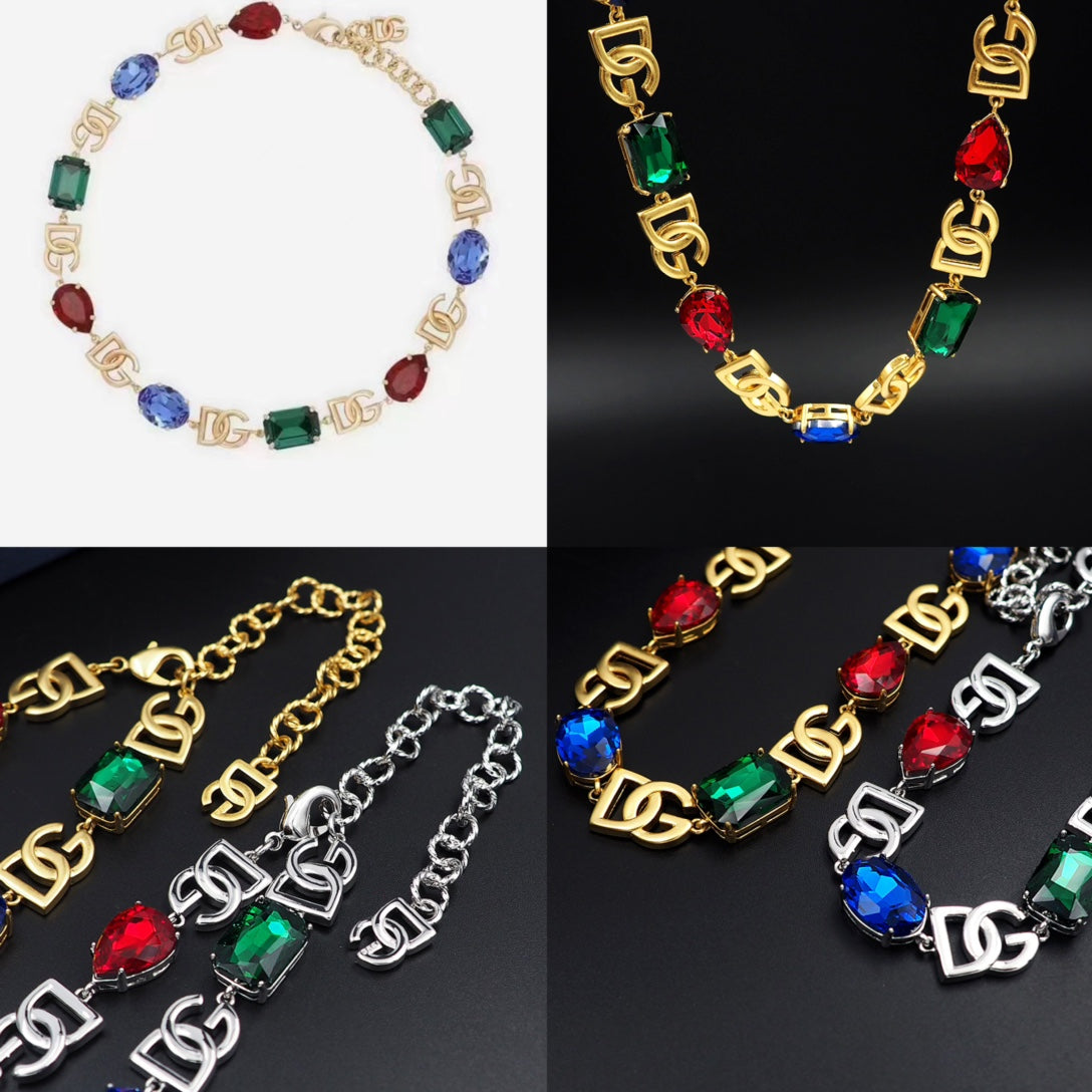 18K DG Crystals Choker Necklace