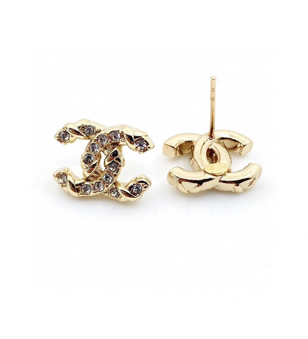 18K  Chanel Full Crystals Earrings