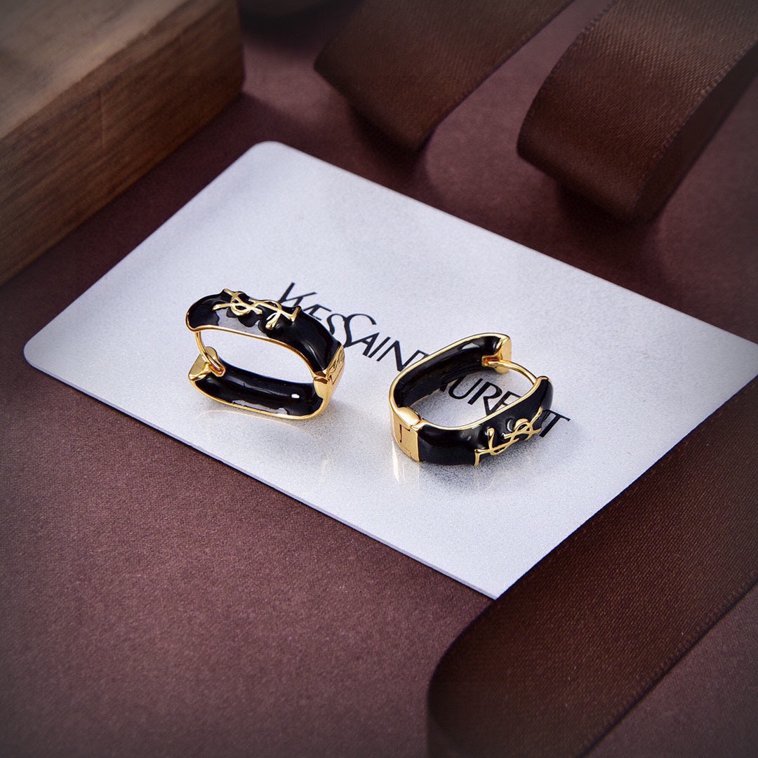18K YSL Black Earrings