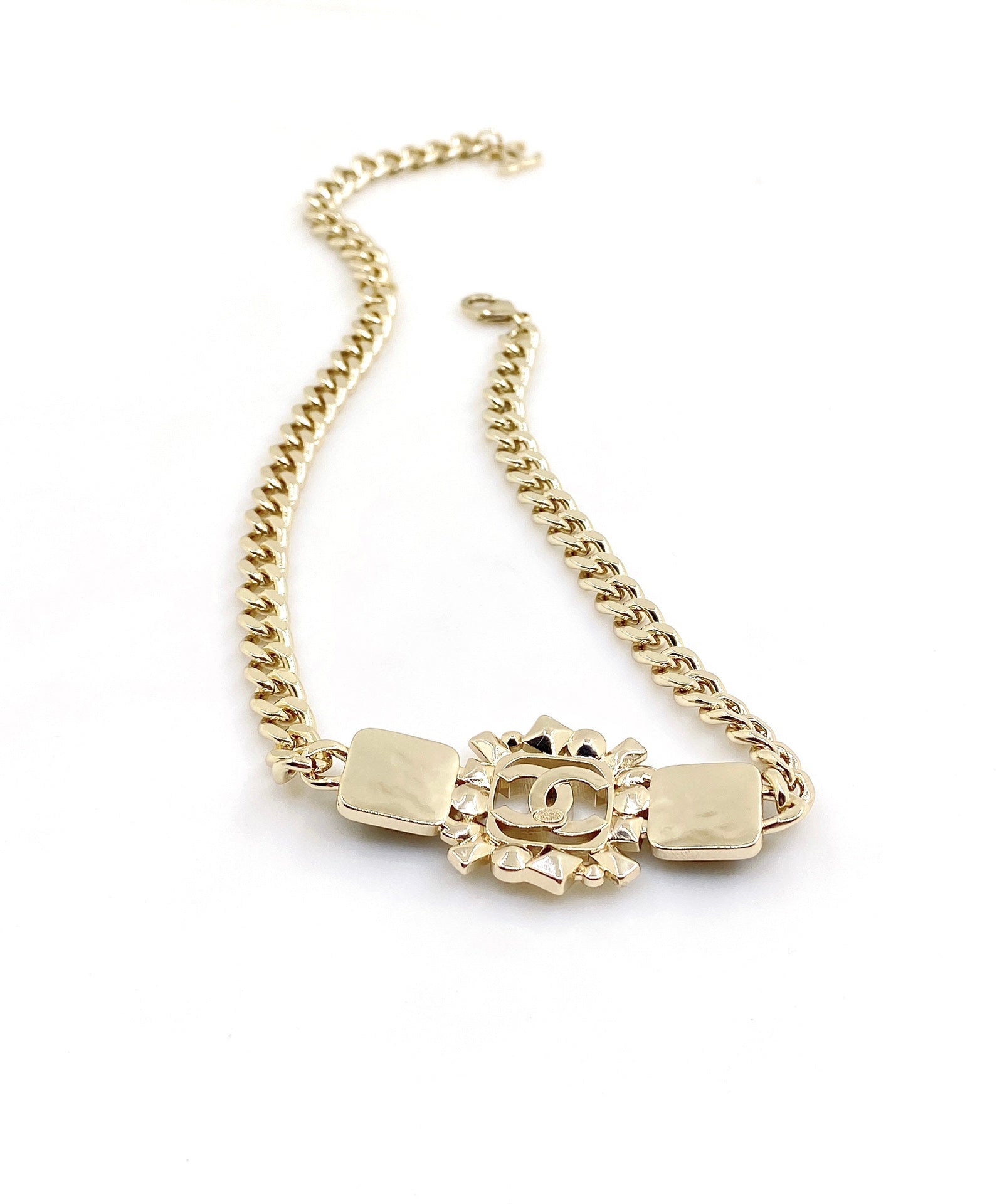 18K  Chanel Black Crystals Chain Necklace