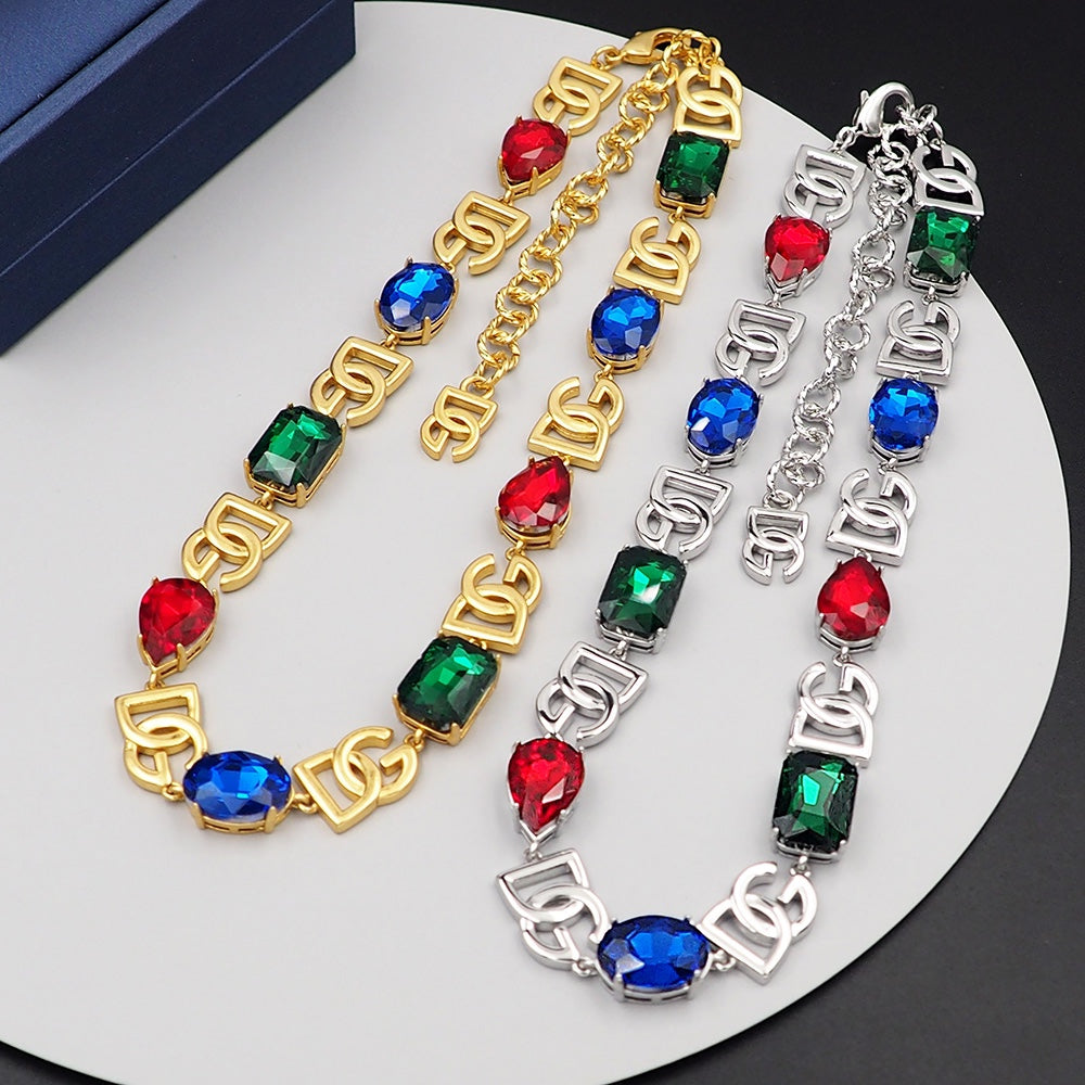 18K DG Crystals Choker Necklace