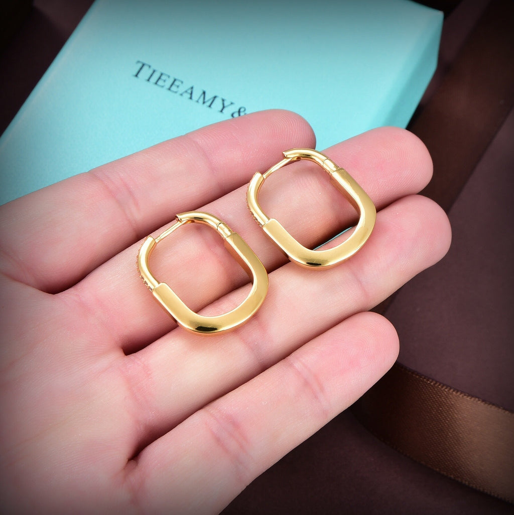 18K Tiffany Lock Diamonds Medium Earrings