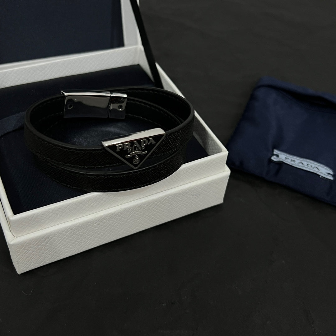 18K Prada Leather Bracelet