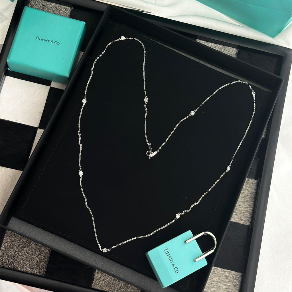 18K Tiffany Elsa Peretti Diamonds By The Yard Necklace