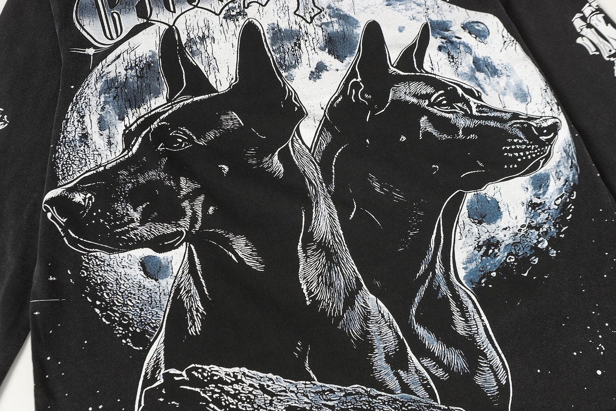Godspeed Dog Moon Graphic Long-Sleeve T-Shirt — detail