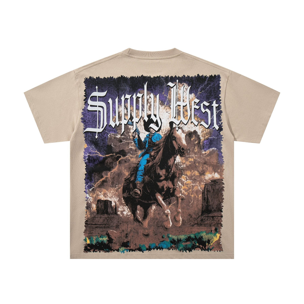 SUPPLY TEE By Any Means Necessary Western Rider Graphic T-Shirt — back