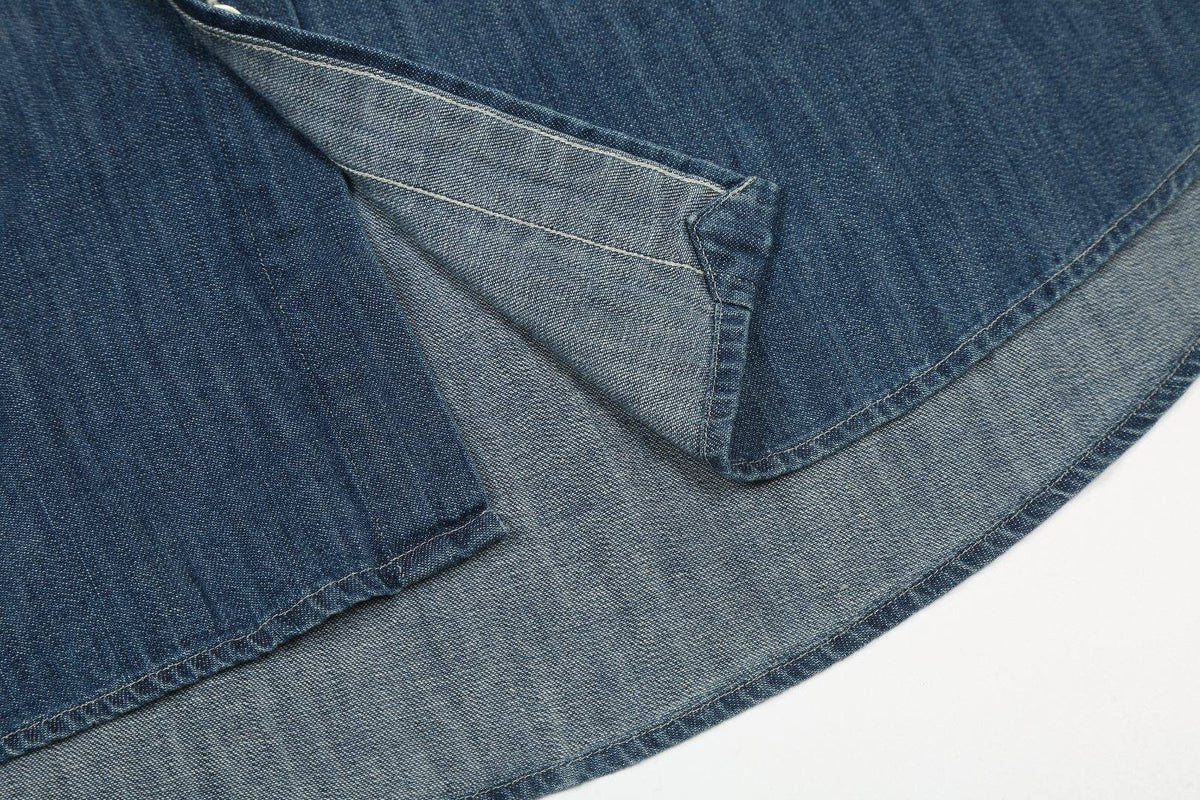 Test2-Ralph Lauren Slub Denim Short-Sleeve Button-Up Shirt — detail